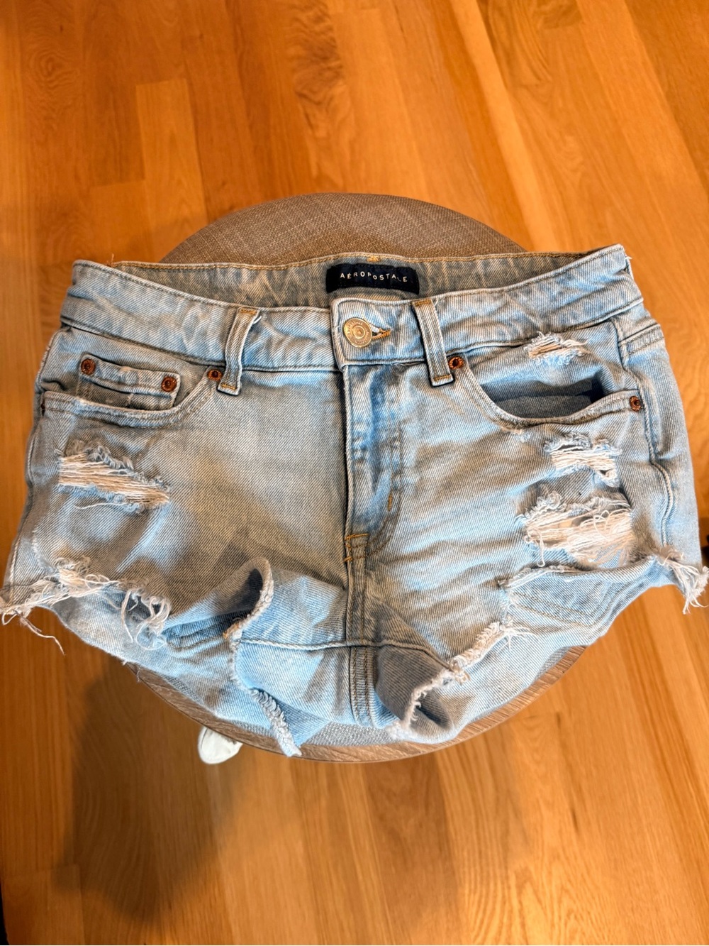 Aeropostale Light Wash Distressed Denim Cutoff Shorts